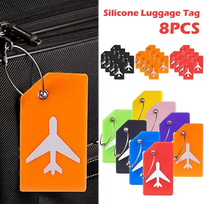 8 Pack Luggage Tag Soft Silicone Luggage Label Anti-Loss Vibrant Color♘ • £9.83