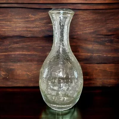 Vintage Small Clear Crackle Glass Bud Flower Vase Decorative • $13.98