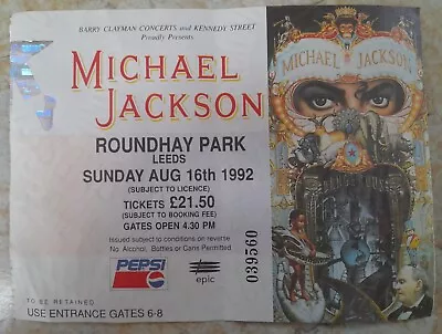 Michael Jackson Ticket Roundhay Park Leeds 16/08/92 Dangerous Tour #039560 • £15