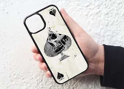 Skull With Cobwebs Ace Of Spades Playing Card Mobile Phone Case Cover • £9.95