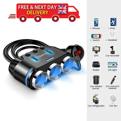 Usb Multi-socket Charger Cigarette Lighter In Car Charger Port Socket Adapter UK • £29.99