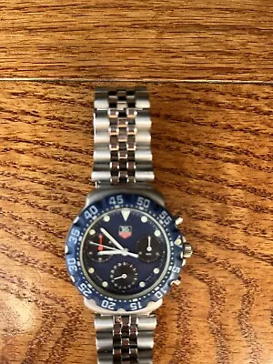 Men's Tag Heuer 37mm Formula 1 Blue Chronograph Quartz 100M Watch 470.513! • $280