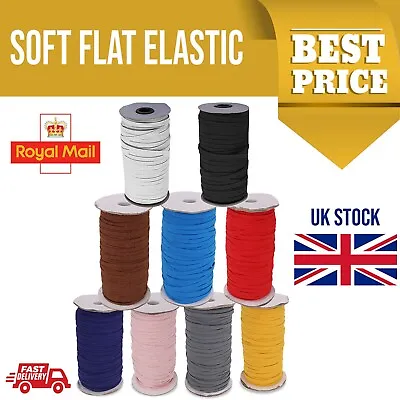 Coloured Flat Elastic Sewing Hairband Face Mask Cord Quality Uk • £8.59