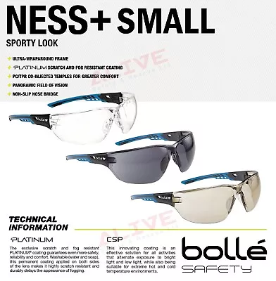 Bolle NESS+ Safety Glasses Anti-scratch & Anti-fog For Small Face Eye Protection • £7.19