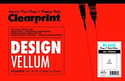 Clearprint 1000H Design Vellum Pad 16 Lb. 100% Cotton 11 X 17 Inches 50 S... • $32.11