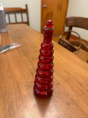 Red Ripple Beehive Glass Tower Vase 7 1/2  W/Lid • $35