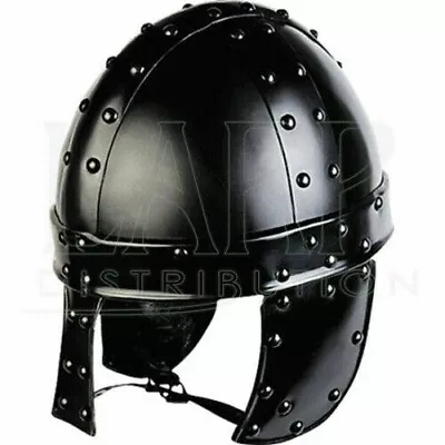 Blacwin Darkened Norman Helmet 18GA Steel Medieval W/Leather Liner Halloween Gft • $89.02