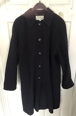 Ladies Smart Vintage Black 80% Wool Long Trench Style Coat Size 16 • $43.52