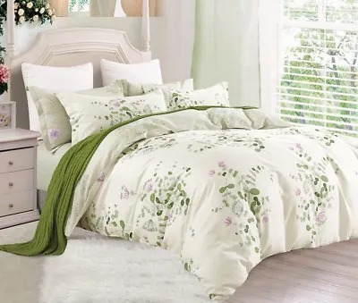 Graceful Print 100% Cotton Bedding Set:1 Duvet Cover & 2 Pillow Shams  All Sizes • $56.99