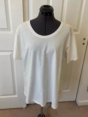 $19.99 • Buy ANTHROPOLOGY Ivory Round Neck Short Sleeve Back Open Cut-Out T-Shirt Top XL NWT
