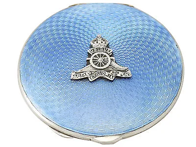 Antique George VI Sterling Silver And Enamel Compact • $1390