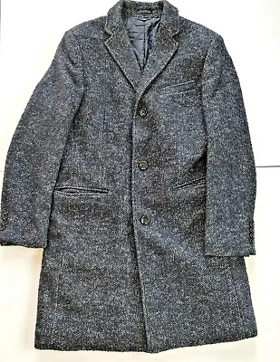 J.Crew Thompson Wool Herringbone Overcoat Topcoat Navy Blue Car Coat - Men's 38 • $119.99