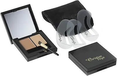 £25.95 • Buy CHRISTIAN FAYE Eyebrow Make Up DUO Set,  With Stencils And Brush - Natural Brown