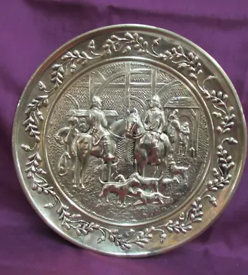 Vintage Metal Wall Decor  -  English Fox Hunt  - Made In England  15.5  Diameter • $29.88