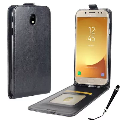 Black Leather Flip Wallet Case Cover Samsung Galaxy J5 Pro / J7 Pro 2017 +Stylus • $9.99