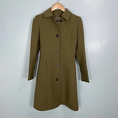 J Crew Double Cloth Lady Day Coat Olive Green Sz 0 • $119.20