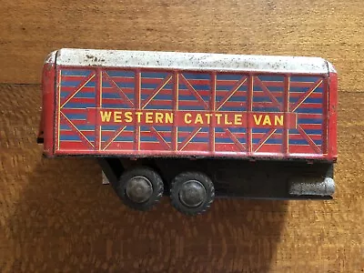 Vintage Western Cattle Van  Missing Front  Used Condition  Rare! Tin Toy Japan • $35