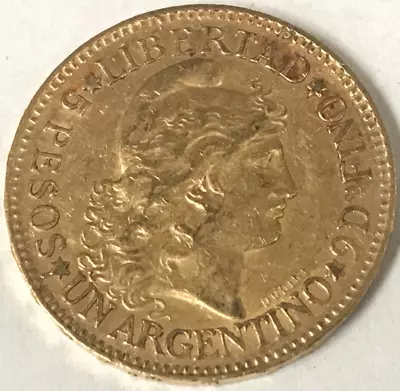 1887 Argentina Gold 5 Pesos Coin AU • $445