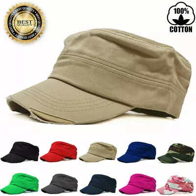 Mens Summer Cap Army Hat Cadet Castro Military Patrol Baseball Camo Cotton Caps • $9.99