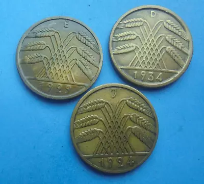 Germany 3 - 10 Reichspfennig's Scarcer Dates As Shown. • £17.50