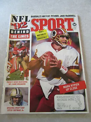 SPORT Magazine AUGUST 1992 WASHINGTON REDSKINS MARK RYPIEN Cover JACK MCDOWELL • $14.99