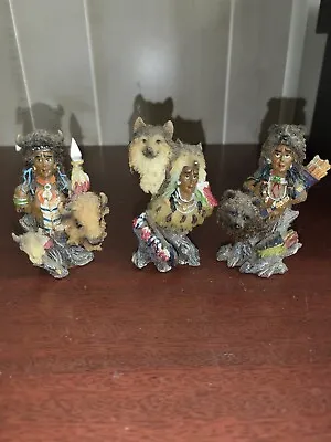 3 Native American Indian & Animal Figurines 3.5 H Ceramic #4126 • $35
