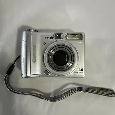 Canon PowerShot A520 4.0MP Digital Camera Silver Read Des • $38