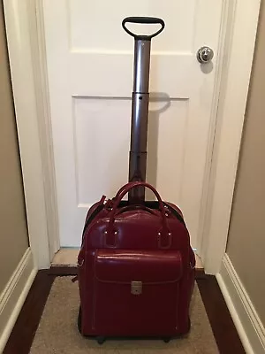 McKlein Edgebrook Wheeled Womens Laptop Briefcase Top Grain Cowhide Leather Red • $99.99