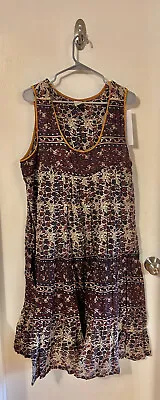 VTG 1970s Hippie Boho Festival Gauzy Dress India Cochella Cotton Denim Jazz 1X • $109