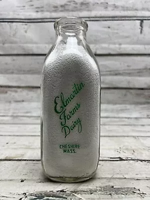 VTG Elmartin Farms Dairy Cheshire Mass Double SidedSquare Quart Milk Bottle • $15