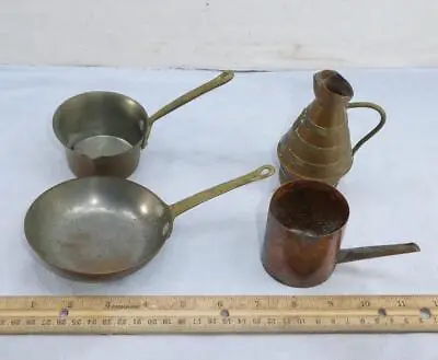 4 Copper Miniature Kitchenware Etc Pieces Garanti Villedieu Pitcher Jug France • $34.95