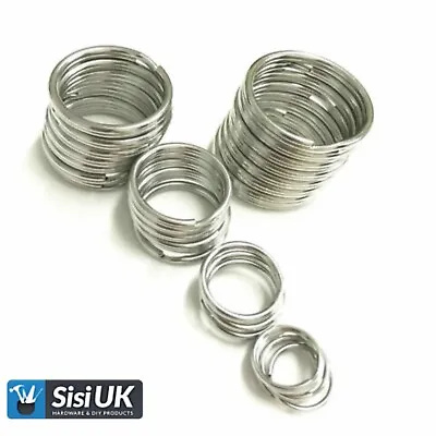 KEYRING SPLIT RINGS Metal Nickel Hoop Loop Key Holder Large To Small • £2.89