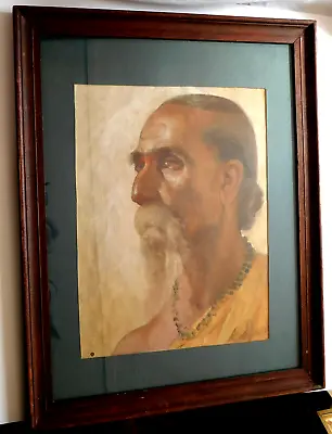 Fine Vintage Original Oil Painting Portrait Of A Hindu Grue • $155