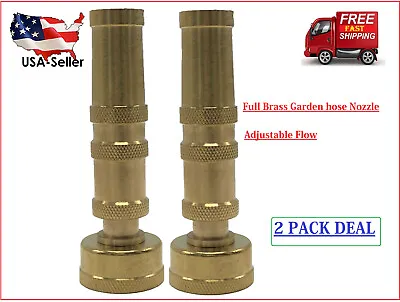 Solid Brass Garden Spray Nozzle 4  Adjustable Twist Water Hose USA Stock 2 PACK • $10.95