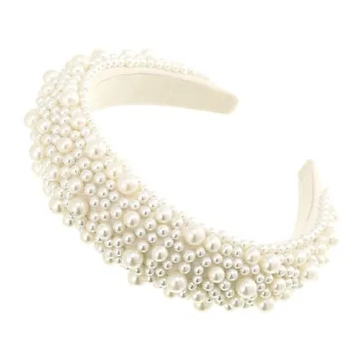 £8.08 • Buy Full Pearl Headband Women's Sponge Padded Hair Band Fake Bead Hair Accessories