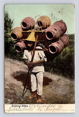 Old Antique Postcard Mexico Man Selling Ollas Memphis TN 1904 Cancel Pottery • $10.88