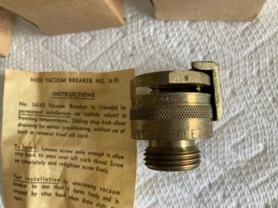 $25 • Buy Nidel Vacuum Breaker  Model 34HD Plain  Brass 6 In Boxes For $50.00 For Outside 