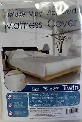  Zippered Mattress Cover Vinyl Bed Bug Proof  Water Resistant Protector 12  Wide • $14.99