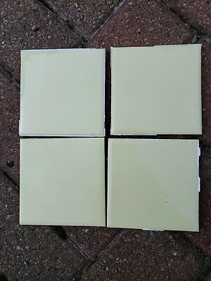 4.25 X 4.25 Vintage Ceramic Tile Yellow Romany Spartan 1/4  Thick Lot Of 4 • $9.99