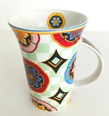 Maxwell Williams Kaleidoscope! 8 Oz Porcelain Mug Cup Colorful Green Checks  • $17.99