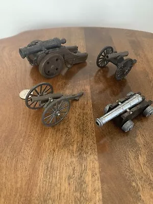 Lot Of 4 Vintage Miniature Cannons Different Metals Possibly Die Cast Made Italy • $49.99