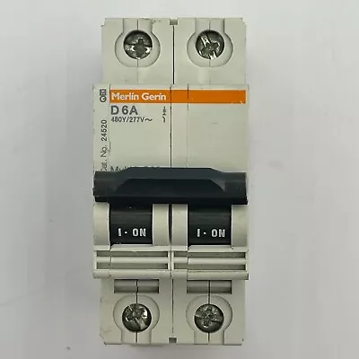 Merlin Gerin 24520 Multi9 C60n D 6 Amp 2 Pole 480 V Circuit Breaker Nnb • $15.97