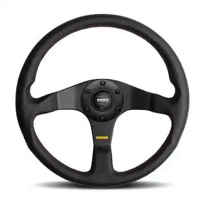 Momo 320mm Steering Wheel W/ Black Leather & Red Stitching • $229