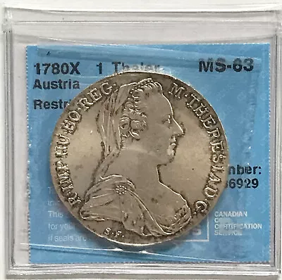 1780X Austria 1 Thaler Silver Coin Maria Theresia - MS63 #6929 • $33.32