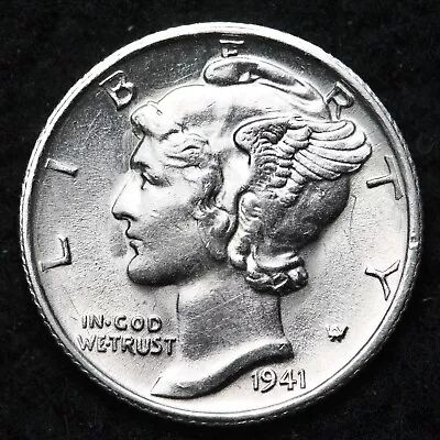 1941-S Mercury Silver Dime AU FREE SHIPPING  • $11.94