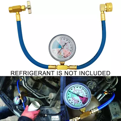 R134A Car Air Conditioning Refrigerant Recharge Measure Kit Hose Gas Gauge A/C • £9.29