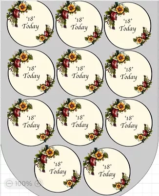 Edwardian Floral 18th Birthday Stickers Large X11 • £4.99