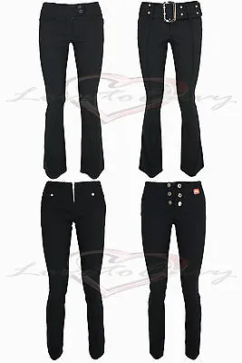 £12.95 • Buy Ladies Girls Good Quality Stretch Black Bootleg Skinny Hipster Trousers.