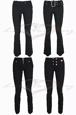 £12.95 • Buy Ladies Girls Good Quality Stretch Black Bootleg Skinny Hipster Trousers.