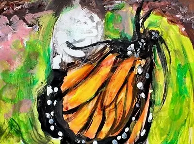 ORIGINAL ACEO Painting Monarch BUTTERFLY Cocoon Spring Summer Insect Wings ART • $14.99